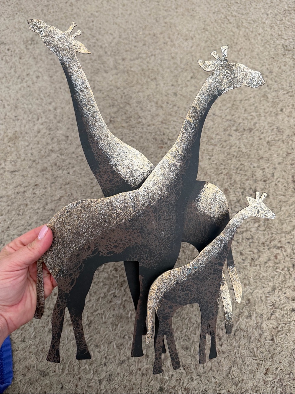 Decorative Metal Giraffe Family Wall Art - Metallic Black and Gold